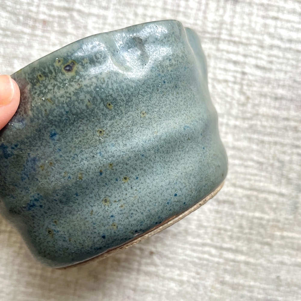 Handcrafted Studio Pottery Blue Bowl 3” Tall - Picture 4 of 9
